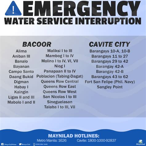 maynilad water interruption today|WATER INTERRUPTION ADVISORY .